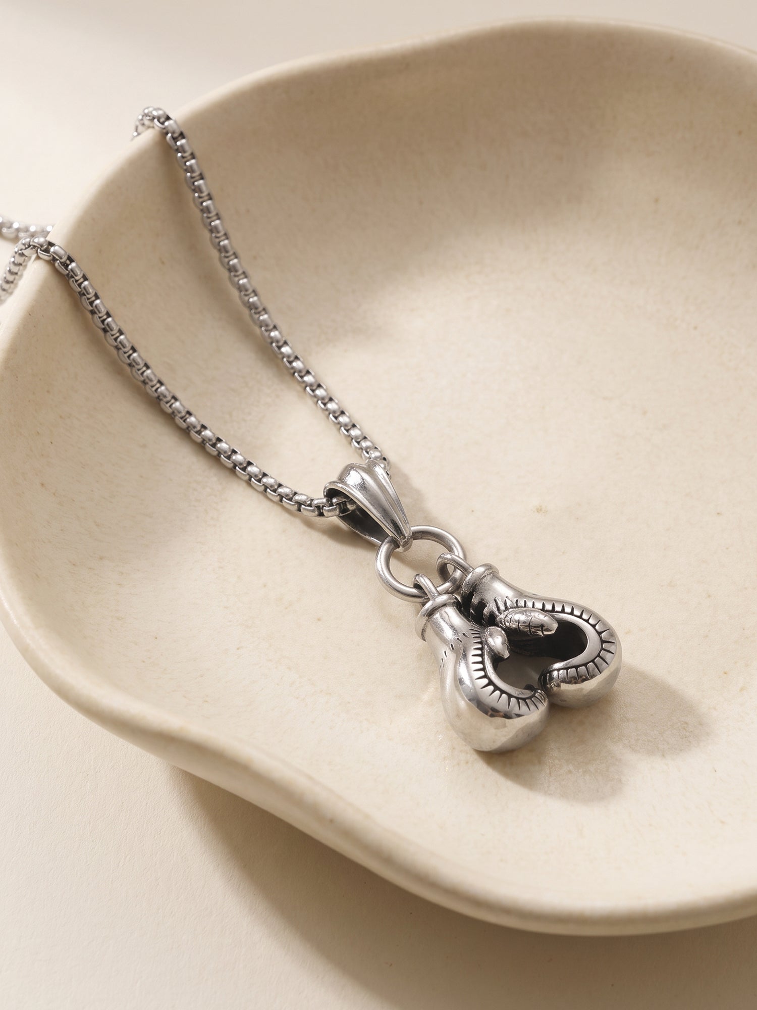 IXIA by GIVA First Rule Matte Rhodium Pendant With Chain For Men