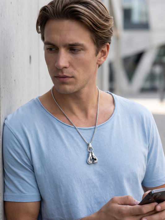 IXIA by GIVA First Rule Matte Rhodium Pendant With Chain For Men