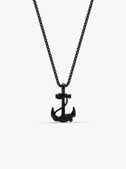 IXIA by GIVA Pass the Anchor Black Rhodium Pendant With Chain For Men
