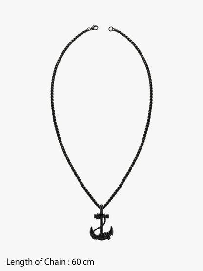 IXIA by GIVA Pass the Anchor Black Rhodium Pendant With Chain For Men