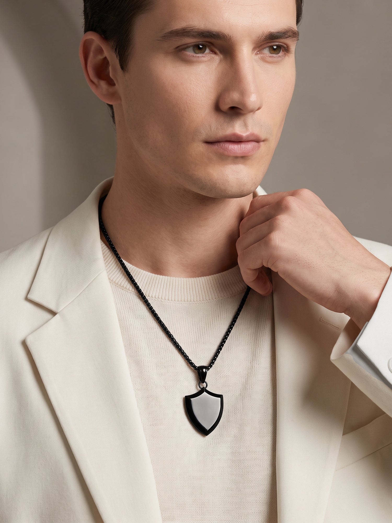 IXIA by GIVA Plot Armour Black Rhodium Pendant With Chain For Men