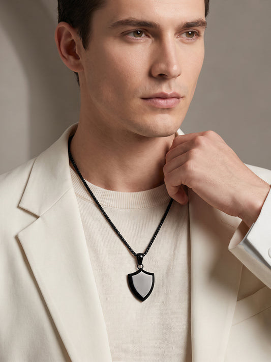 IXIA by GIVA Plot Armour Black Rhodium Pendant With Chain For Men