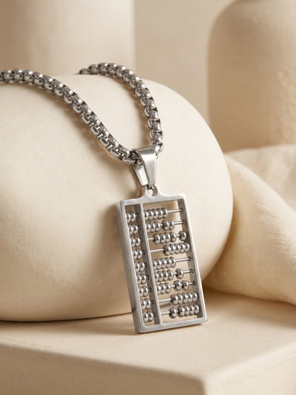 IXIA by GIVA Count Up Rhodium Plated Pendant With Chain For Men