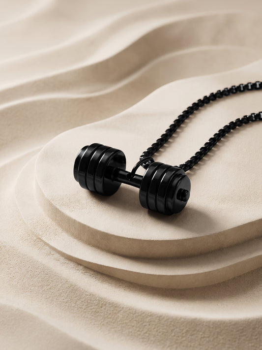 IXIA by GIVA Gym Bro Black Rhodium Pendant With Chain For Men