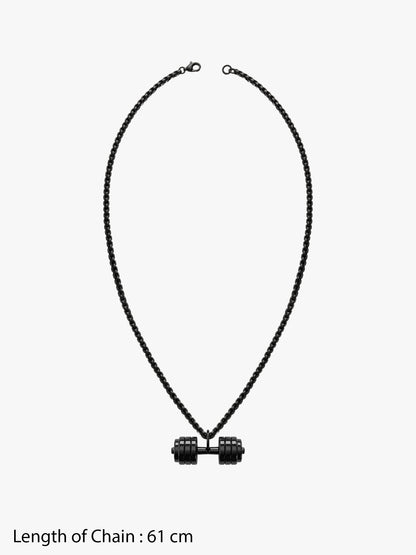 IXIA by GIVA Gym Bro Black Rhodium Pendant With Chain For Men
