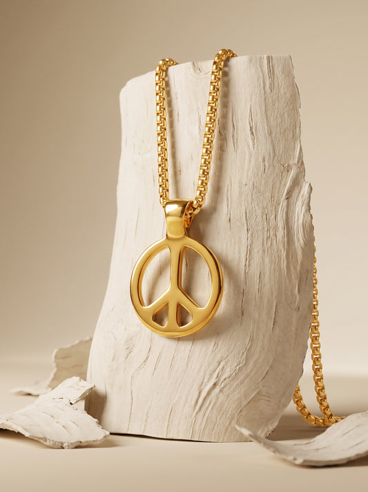 IXIA by GIVA Peace Please Gold Plated Pendant With Chain For Men