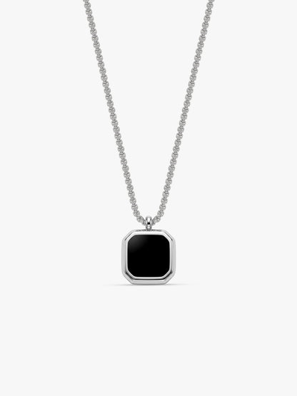 IXIA by GIVA Blackout  Rhodium Plated Pendant With Chain For Men