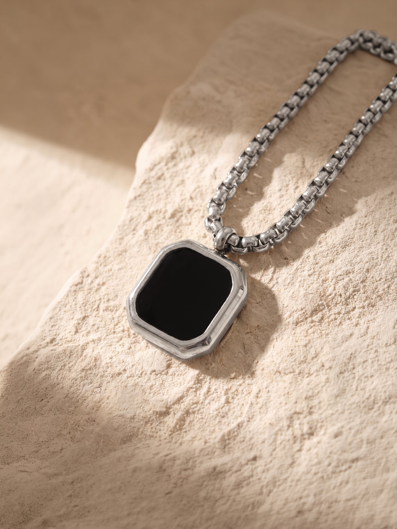 IXIA by GIVA Blackout  Rhodium Plated Pendant With Chain For Men