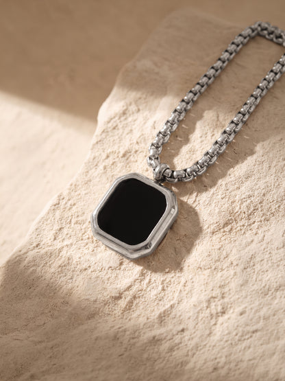 IXIA by GIVA Blackout  Rhodium Plated Pendant With Chain For Men