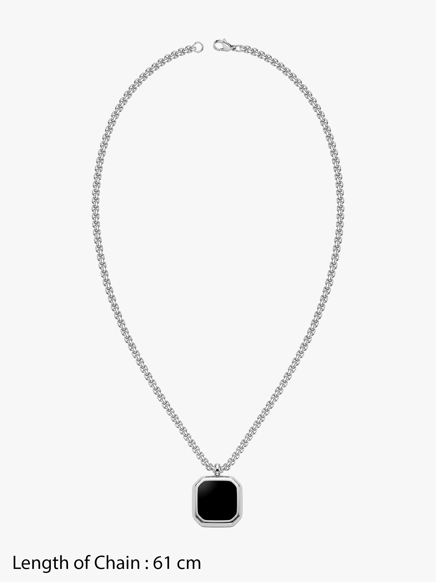 IXIA by GIVA Blackout  Rhodium Plated Pendant With Chain For Men