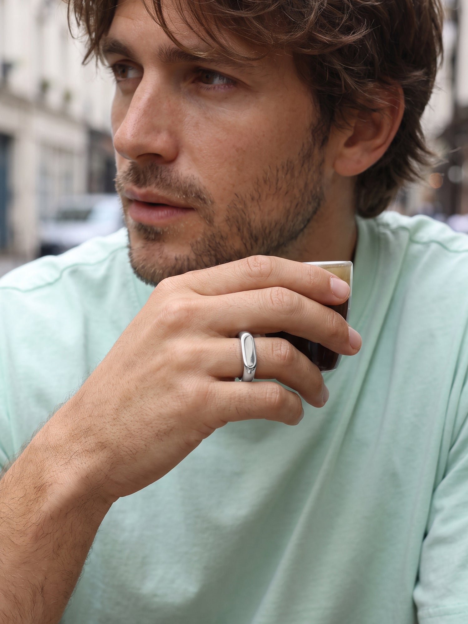 IXIA by GIVA Straight Up Rhodium Plated Ring For Men (Size 19)