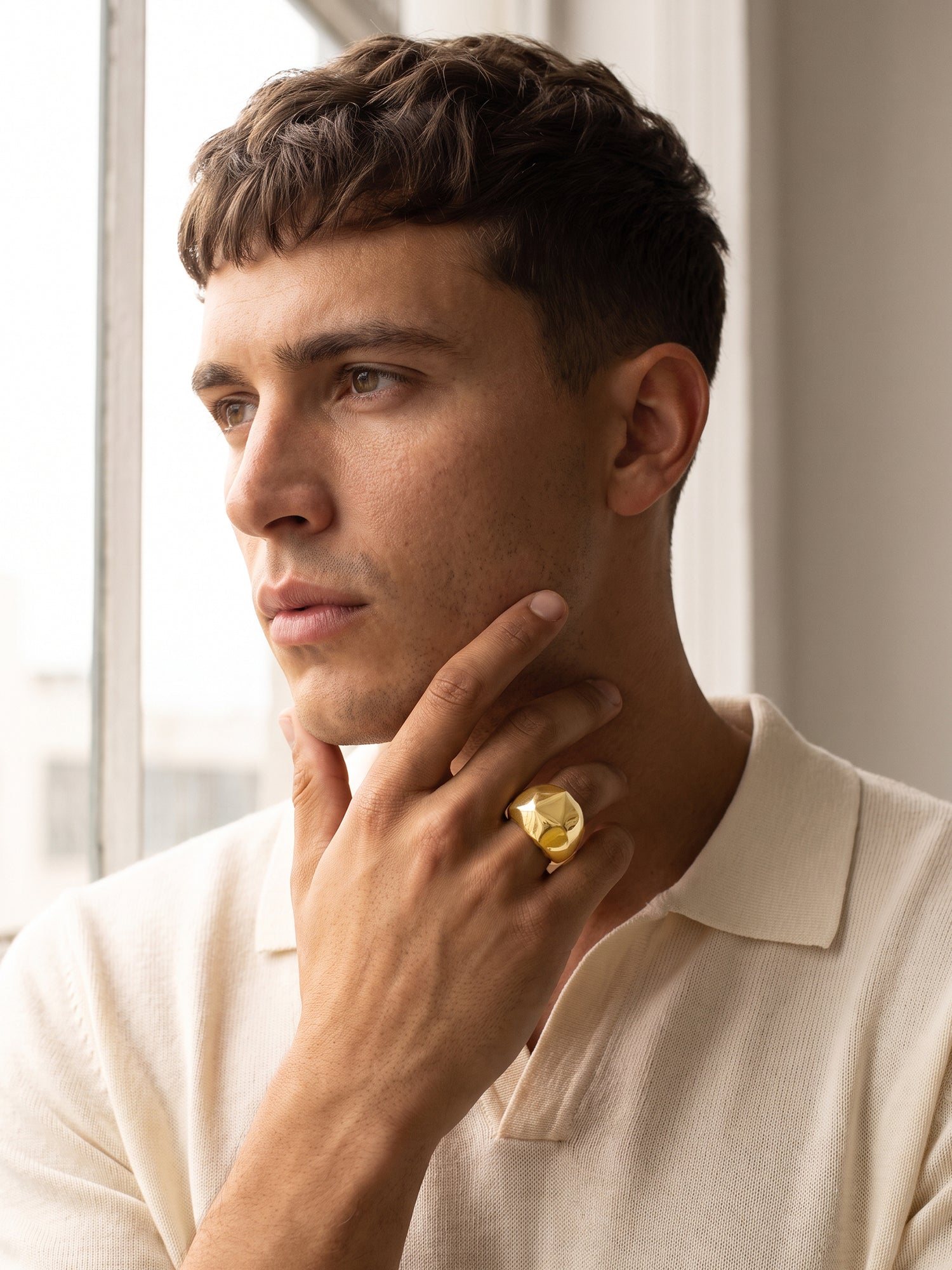 IXIA by GIVA Real Flex Gold Plated Ring For Men (Size 19)
