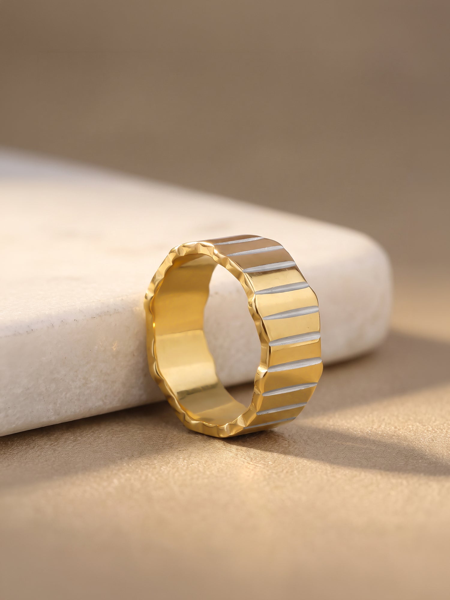 IXIA by GIVA Radio Static Gold Plated Ring For Men (Size 20)
