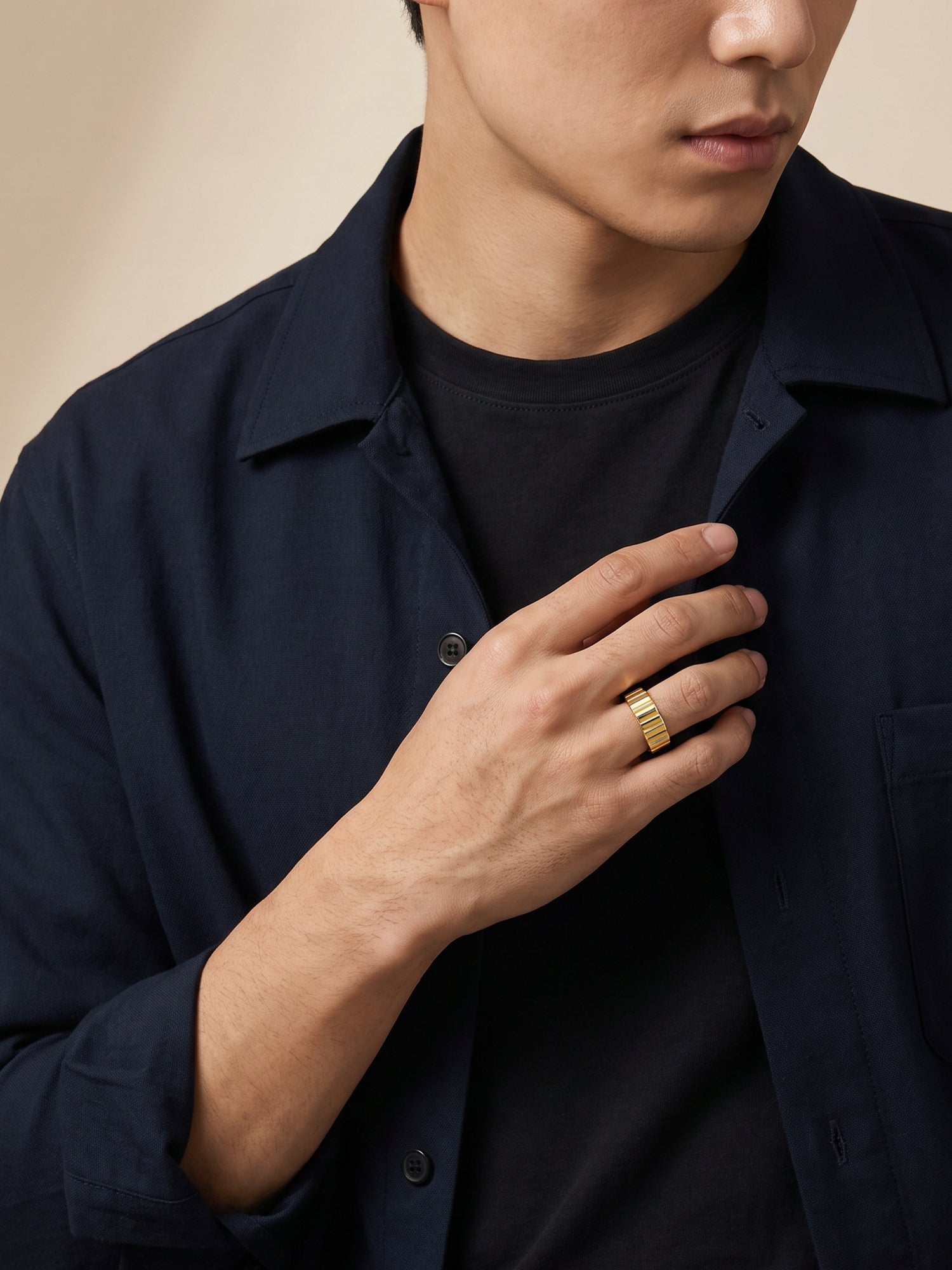 IXIA by GIVA Radio Static Gold Plated Ring For Men (Size 20)