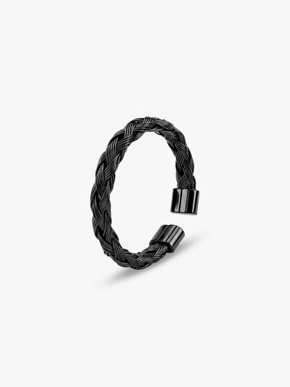 IXIA by GIVA Dark n' Twisted Black Rhodium Ring For Men (Size 20)