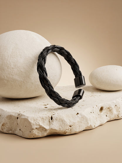 IXIA by GIVA Dark n' Twisted Black Rhodium Ring For Men (Size 20)