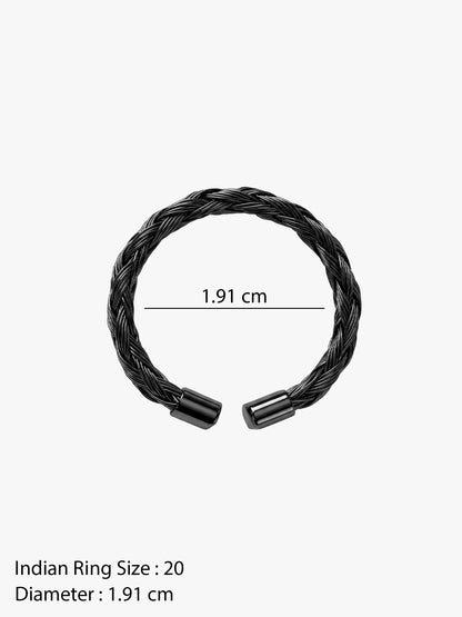 IXIA by GIVA Dark n' Twisted Black Rhodium Ring For Men (Size 20)