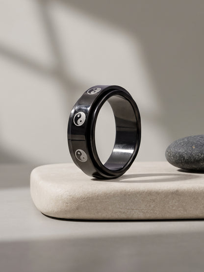 IXIA by GIVA Emotionally Regulated Black Rhodium Ring For Men (Size 20)