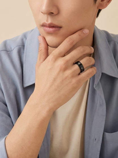 IXIA by GIVA Emotionally Regulated Black Rhodium Ring For Men (Size 20)