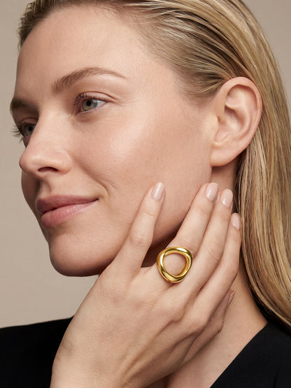 Hollow Halo Gold Plated Ring (Size 13)