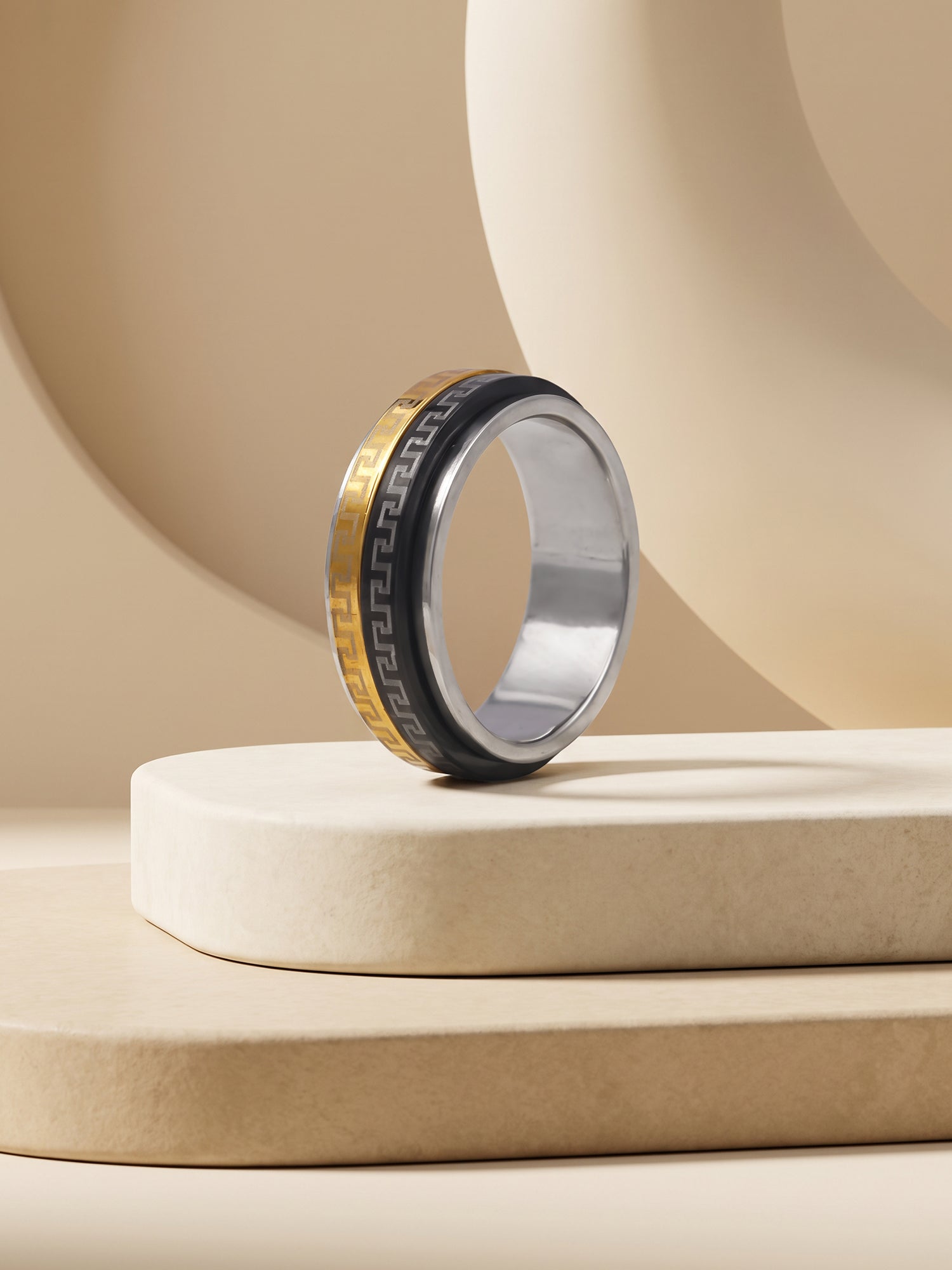 IXIA by GIVA Da Vinci Code Triple Tone Ring For Men (Size 20)