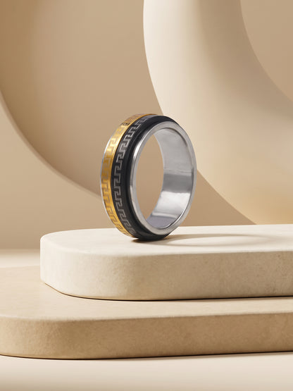 IXIA by GIVA Da Vinci Code Triple Tone Ring For Men (Size 20)