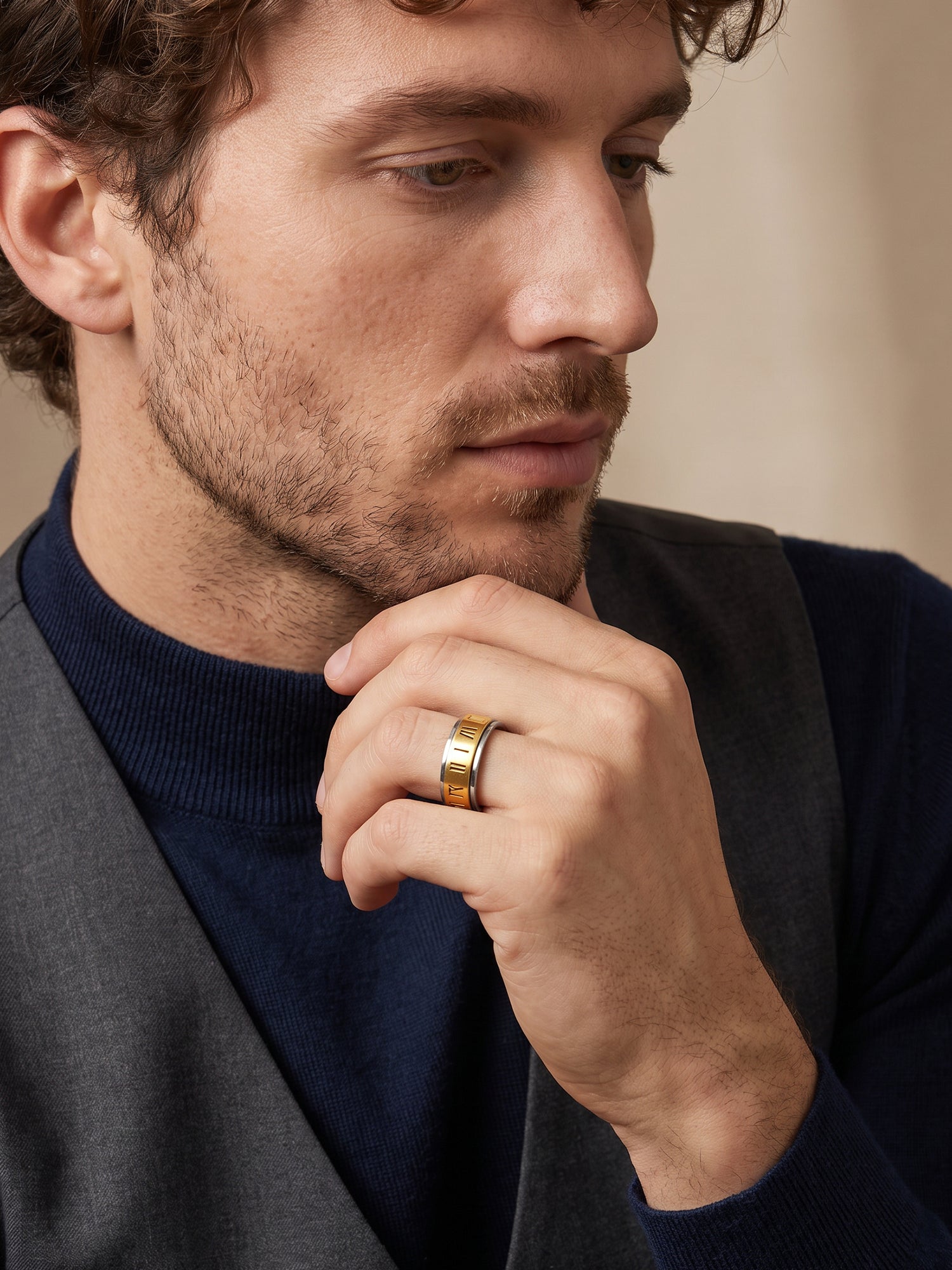 IXIA by GIVA Old Soul Dual Tone Ring For Men (Size 20)