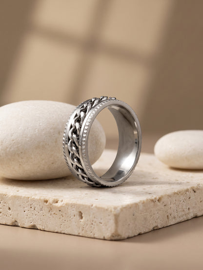 IXIA by GIVA On Loop Rhodium Plated Ring For Men (Size 20)