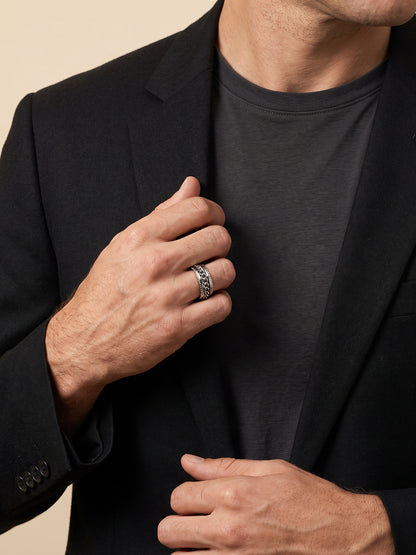 IXIA by GIVA On Loop Rhodium Plated Ring For Men (Size 20)