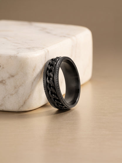 IXIA by GIVA Down Bad Black Rhodium Ring For Men (Size 20)