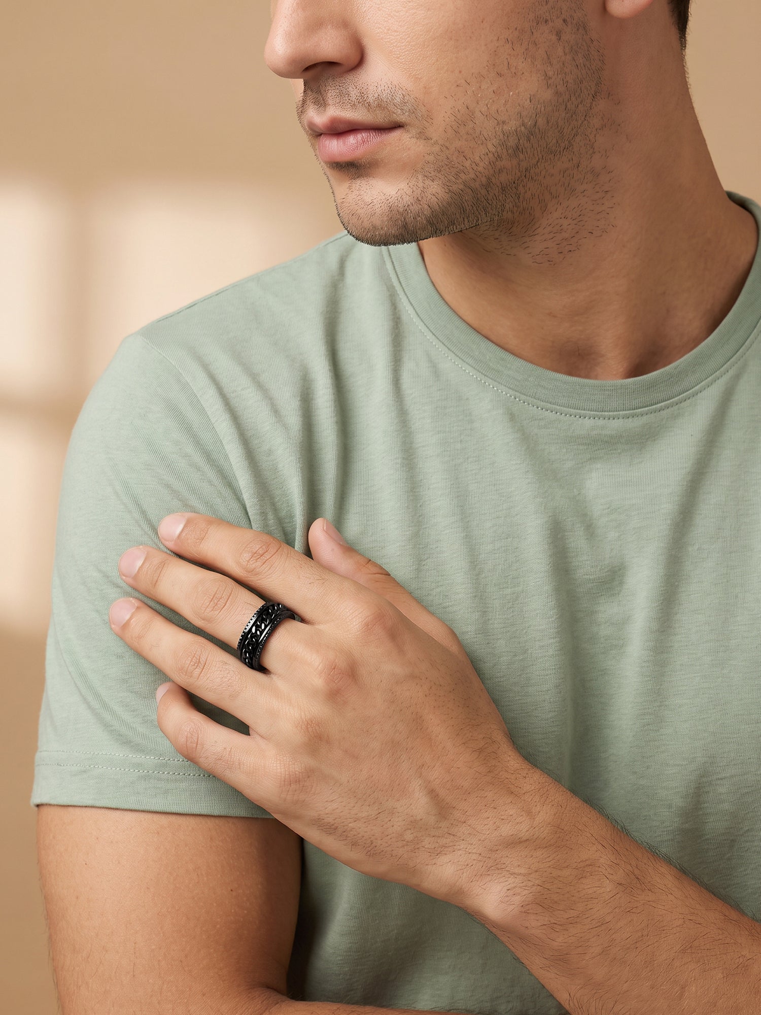IXIA by GIVA Down Bad Black Rhodium Ring For Men (Size 20)