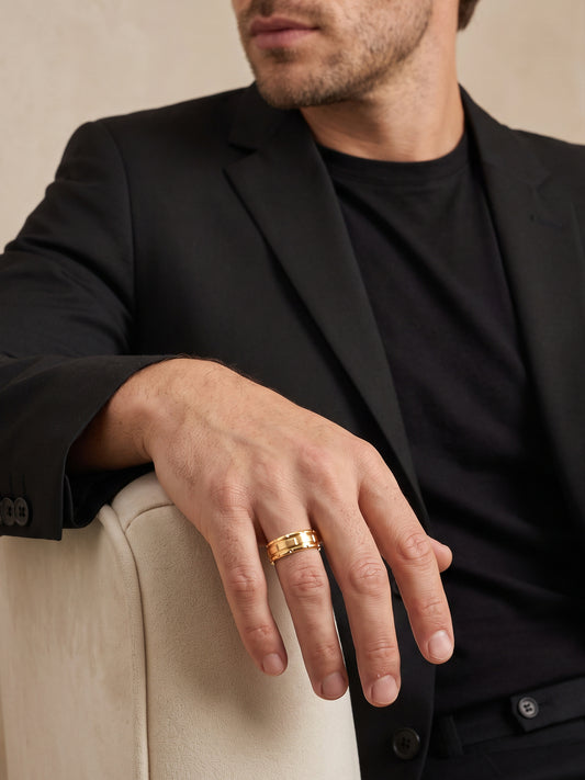 IXIA by GIVA Committed Type Gold Plated Ring For Men (Size 20)