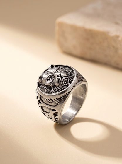 IXIA by GIVA Killer Instinct Matte Rhodium Ring For Men (Size 20)