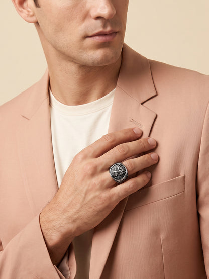 IXIA by GIVA Killer Instinct Matte Rhodium Ring For Men (Size 20)