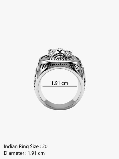 IXIA by GIVA Killer Instinct Matte Rhodium Ring For Men (Size 20)
