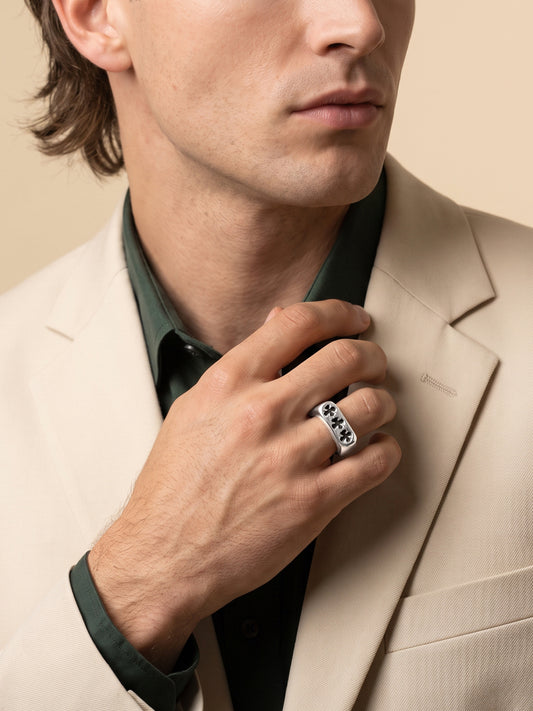 IXIA by Giva Sinners Club Rhodium Plated Ring for Men (Size 20)