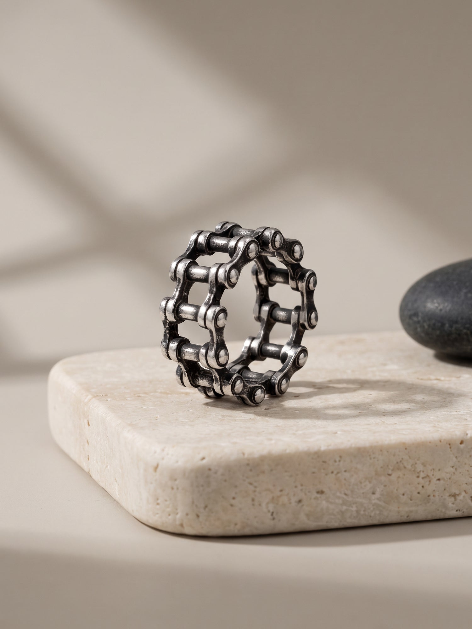 IXIA by GIVA Locked Up Matte Rhodium Ring For Men (Size 19)