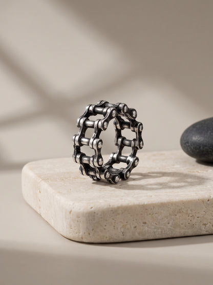 IXIA by GIVA Locked Up Matte Rhodium Ring For Men (Size 19)