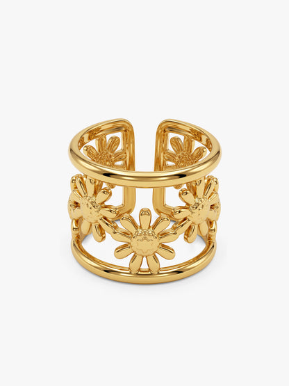 IXIA by GIVA Flower Power Gold Plated Ring (Size 15)