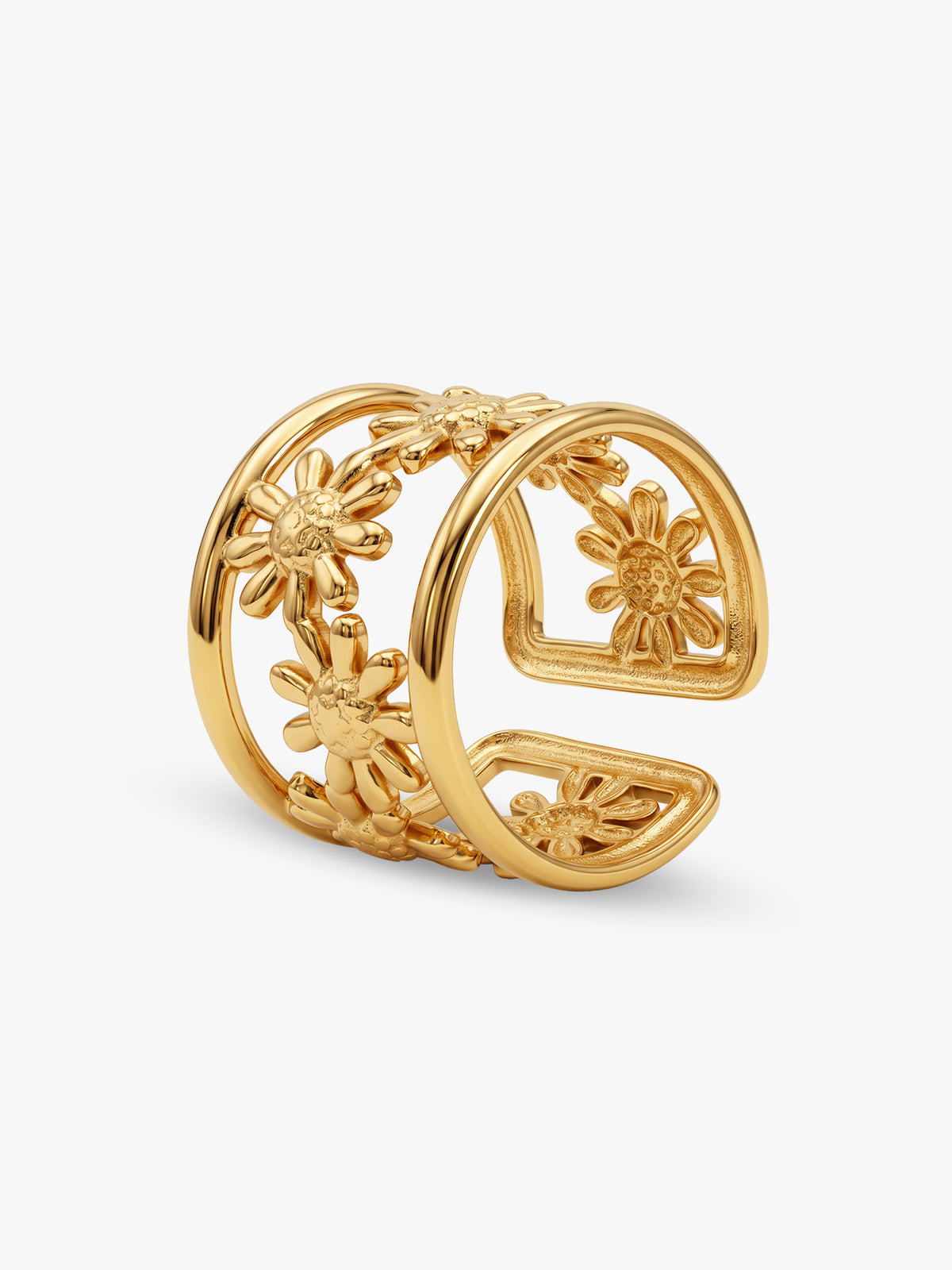 IXIA by GIVA Flower Power Gold Plated Ring (Size 15)