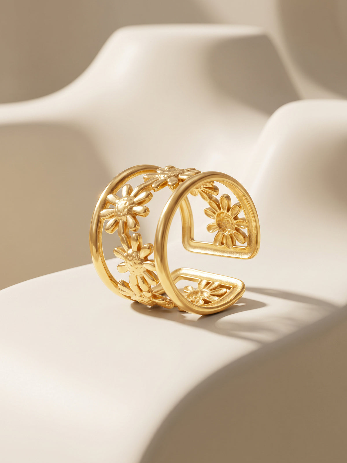 IXIA by GIVA Flower Power Gold Plated Ring (Size 15)