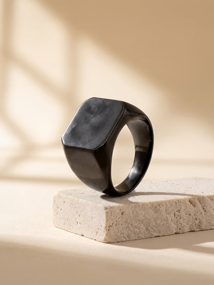 IXIA by GIVA Smooth Criminal Black Rhodium Ring For Men (Size 23)