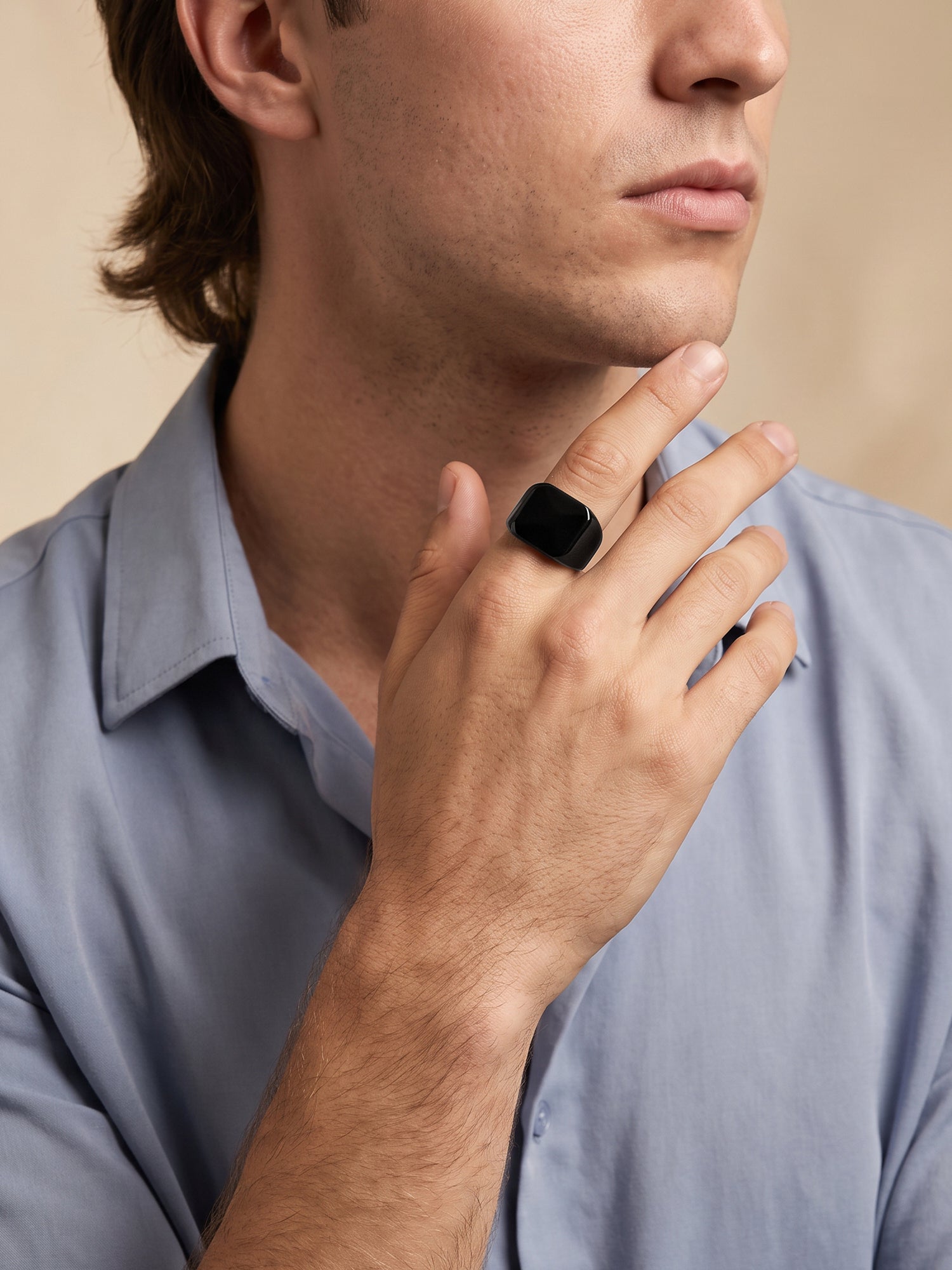 IXIA by GIVA Smooth Criminal Black Rhodium Ring For Men (Size 23)