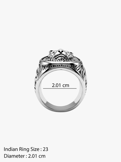 IXIA by GIVA Hunter's Lair Matte Rhodium Ring For Men (Size 23)