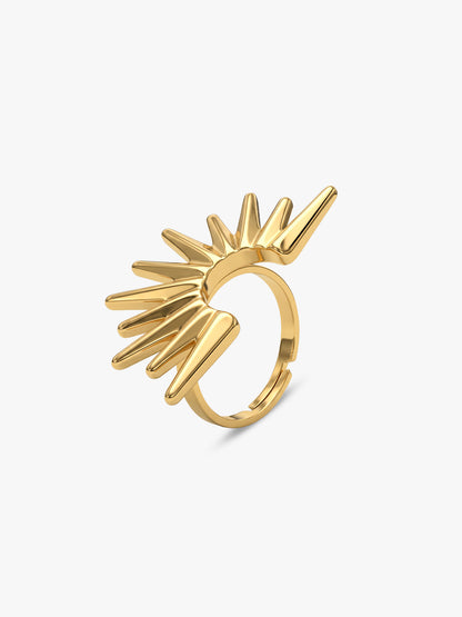IXIA by GIVA Half Sun Gold Plated Ring (Size 12)
