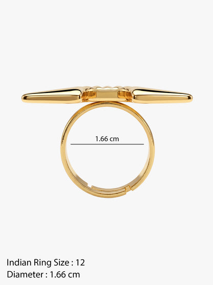 IXIA by GIVA Half Sun Gold Plated Ring (Size 12)