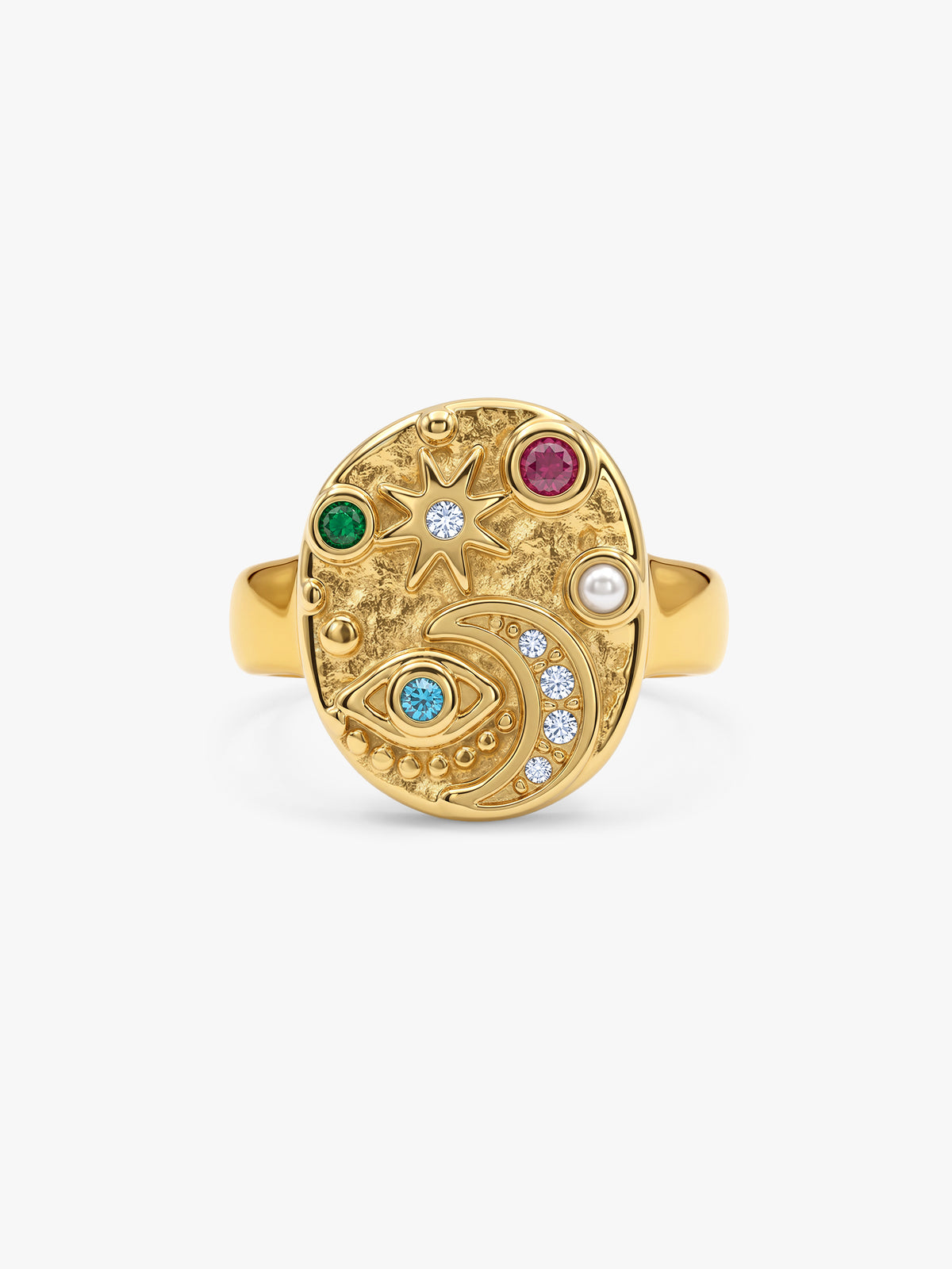 IXIA BY GIVA Eye Spy Gold Plated Ring (Size 12)