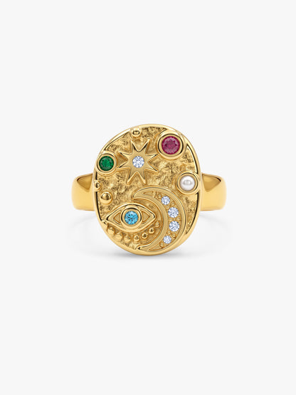 IXIA BY GIVA Eye Spy Gold Plated Ring (Size 12)