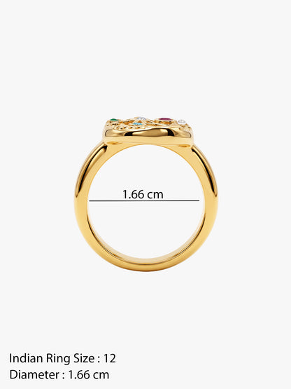 IXIA BY GIVA Eye Spy Gold Plated Ring (Size 12)