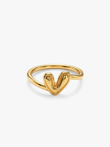 IXIA BY GIVA Heart Puff Gold Plated Ring (Size 12)